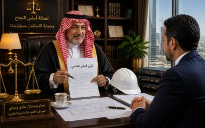 محامي أخطاء هندسية الرياض | المطالبة بالتعويضات وإثبات التلفيات