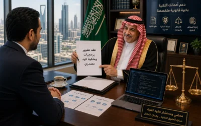 محامي عقود برمجيات الرياض | صياغة الاتفاقيات وحماية التقنية